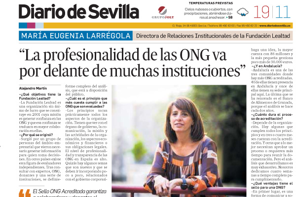 Las cabeceras del Grupo Joly publican una entrevista a María Eugenia Larrégola en la que habla sobre el alto nivel de profesionalización de las ONG y sobre el Selllo ONG Acreditada