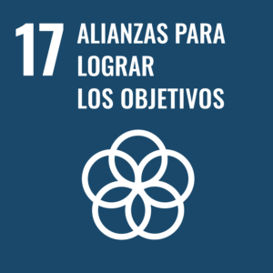 Icono para representar el ODS 17 Alianzas para lograr los objetivos